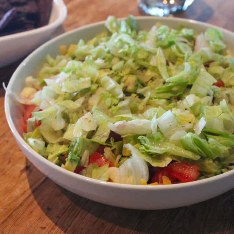 White bowl filled with Taco Salad Dip