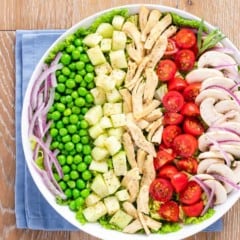 close up shot of Tarragon Chicken Salad, igredients in rows